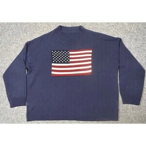 American Flag Sweater Navy Cable Knit Women’s Large (Unbranded)